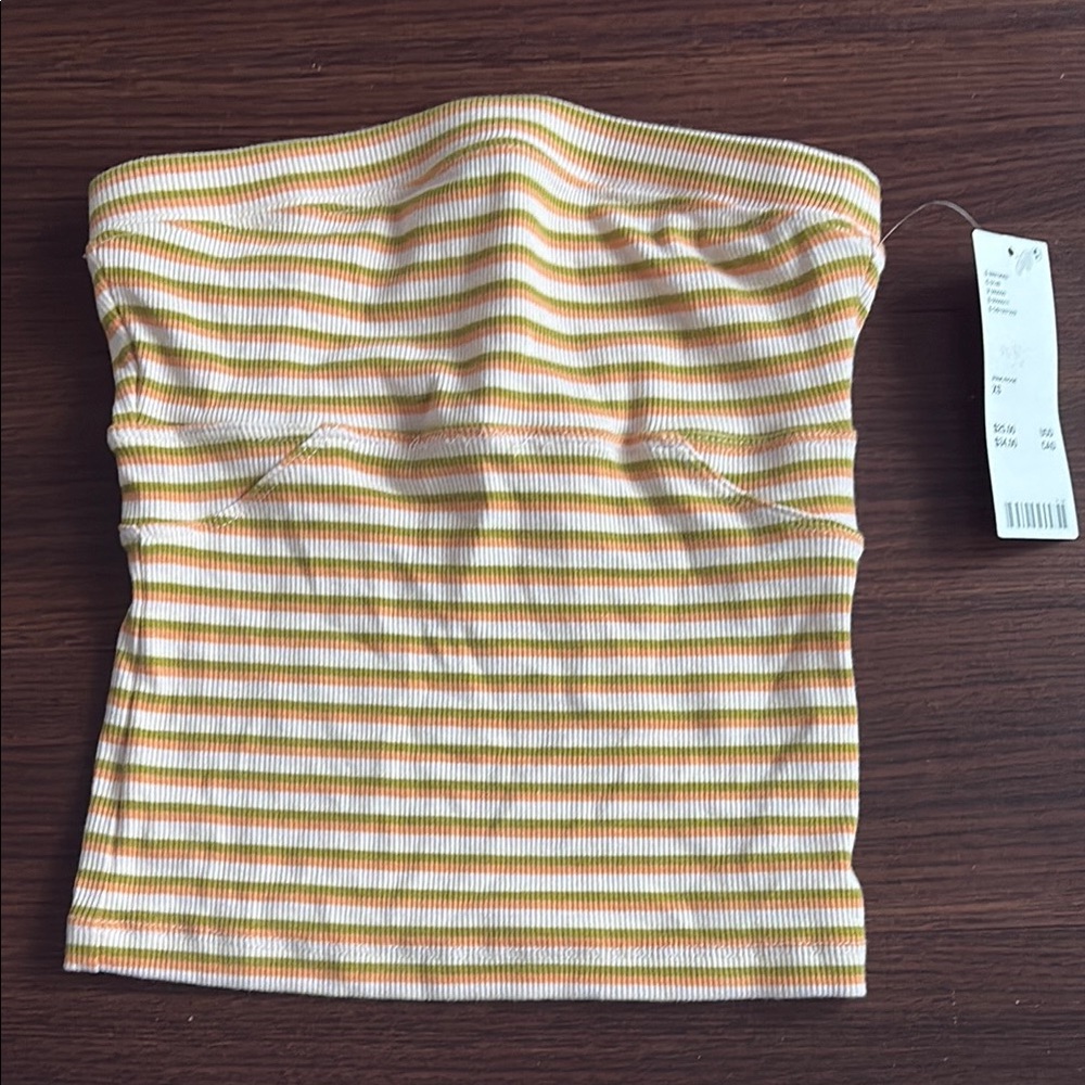 Urban Outfitters White and Yellow Bustier Crop Top